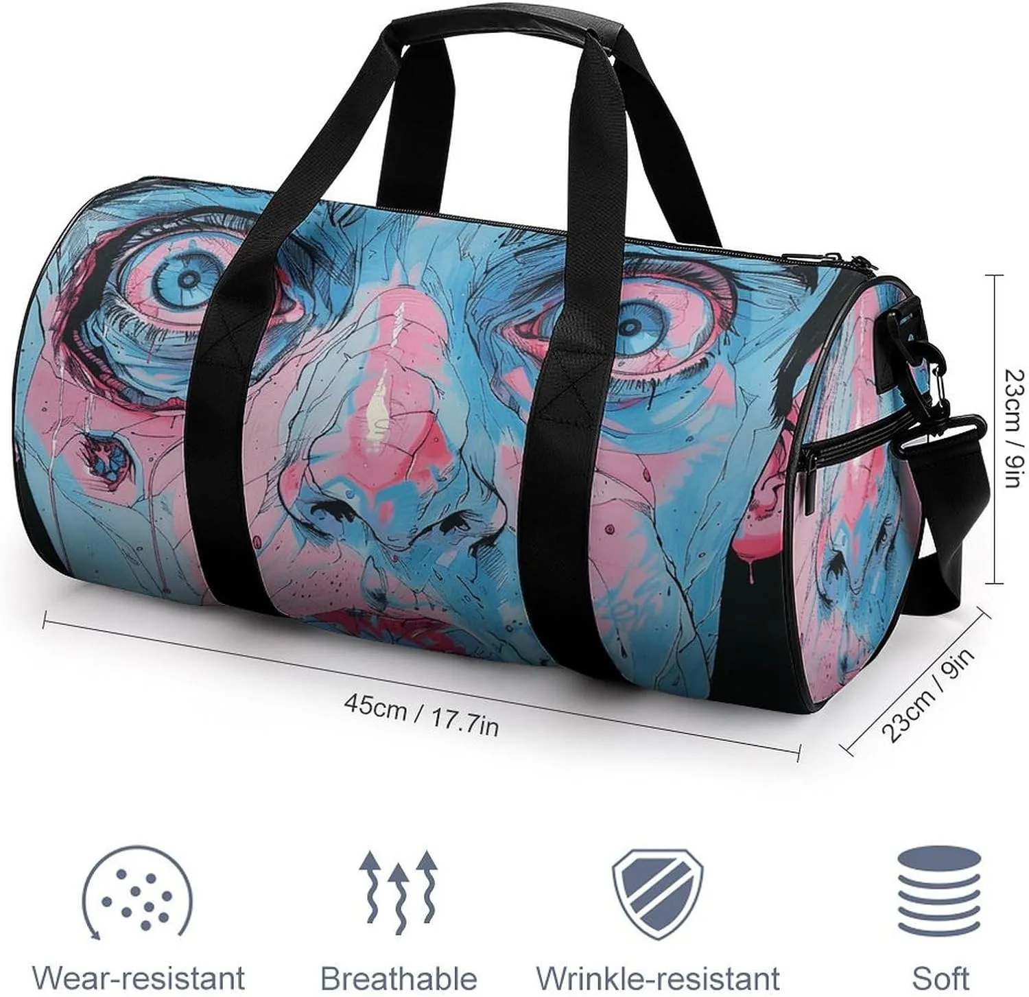 Gym Bag Light Blue And Peach Duffel Bag for Men Women Overnight Bag with Shoe Compartment Workout Bags