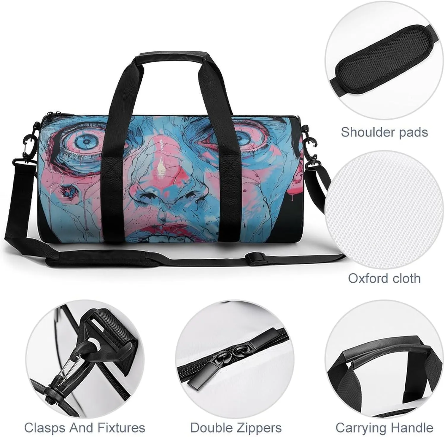 Gym Bag Light Blue And Peach Duffel Bag for Men Women Overnight Bag with Shoe Compartment Workout Bags