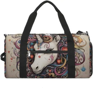 Gym Bag Magic Horse And Swirl Duffel Bag for Men Women Overnight Bag with Shoe Compartment Workout Bags