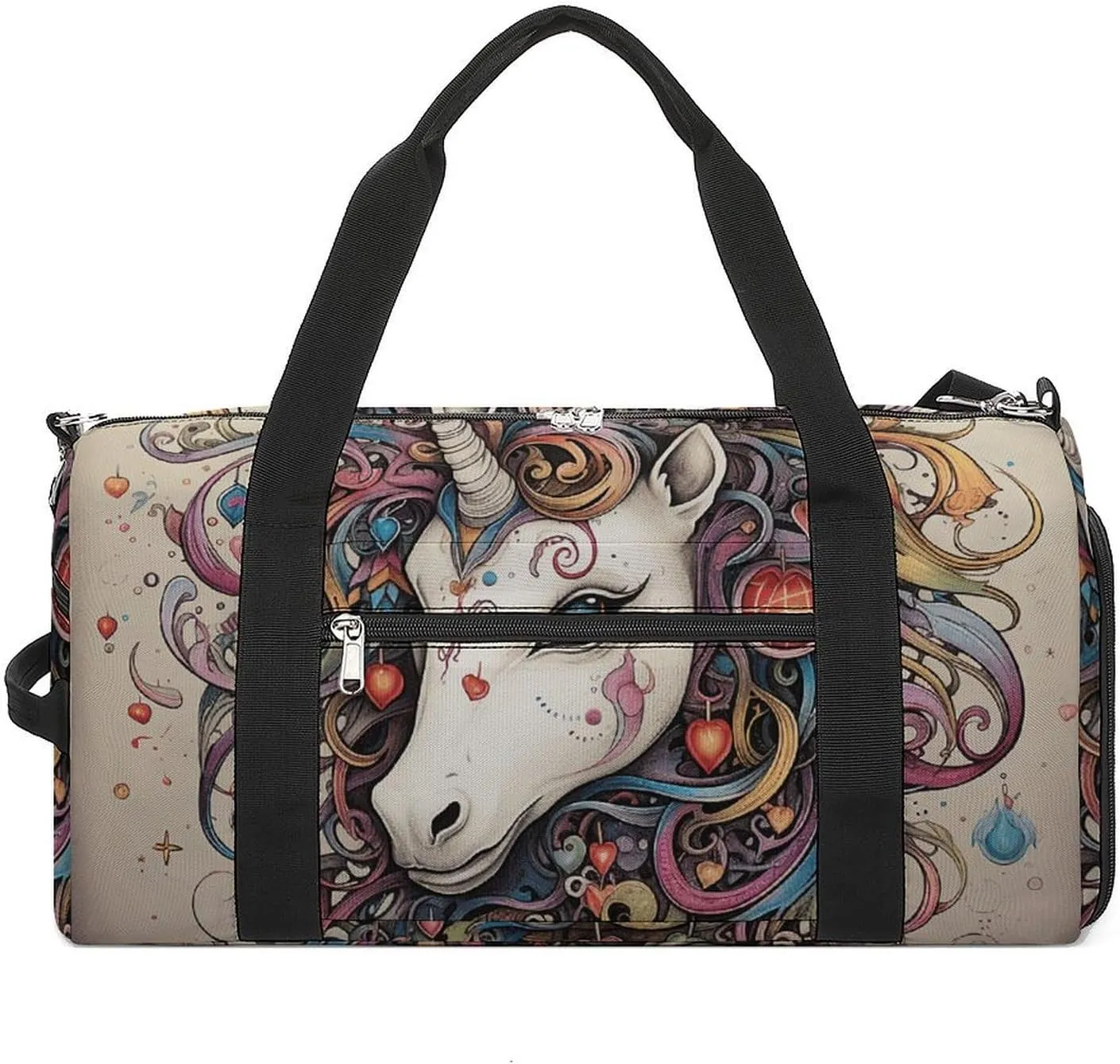 Gym Bag Magic Horse And Swirl Duffel Bag for Men Women Overnight Bag with Shoe Compartment Workout Bags