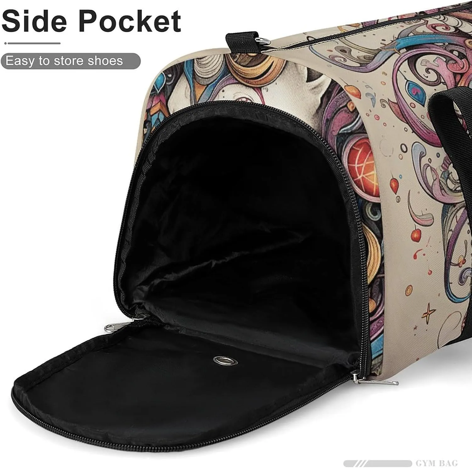 Gym Bag Magic Horse And Swirl Duffel Bag for Men Women Overnight Bag with Shoe Compartment Workout Bags