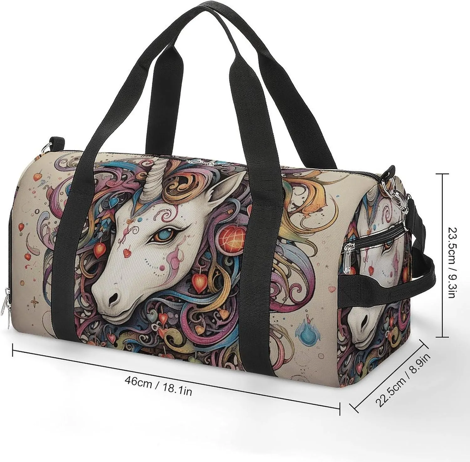 Gym Bag Magic Horse And Swirl Duffel Bag for Men Women Overnight Bag with Shoe Compartment Workout Bags