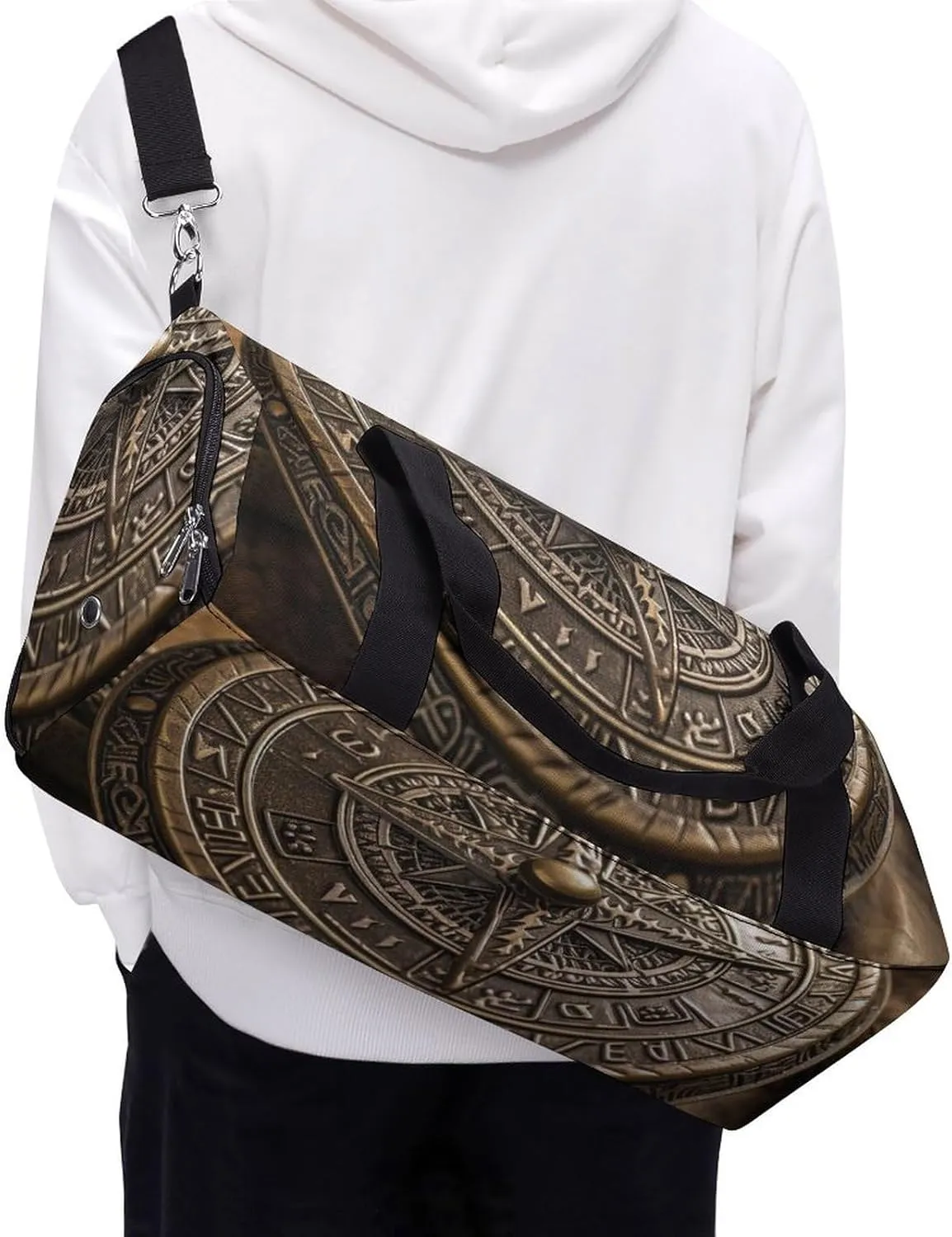 Gym Bag Magical Norse Runes Compass Duffel Bag for Men Women Overnight Bag with Shoe Compartment Workout Bags