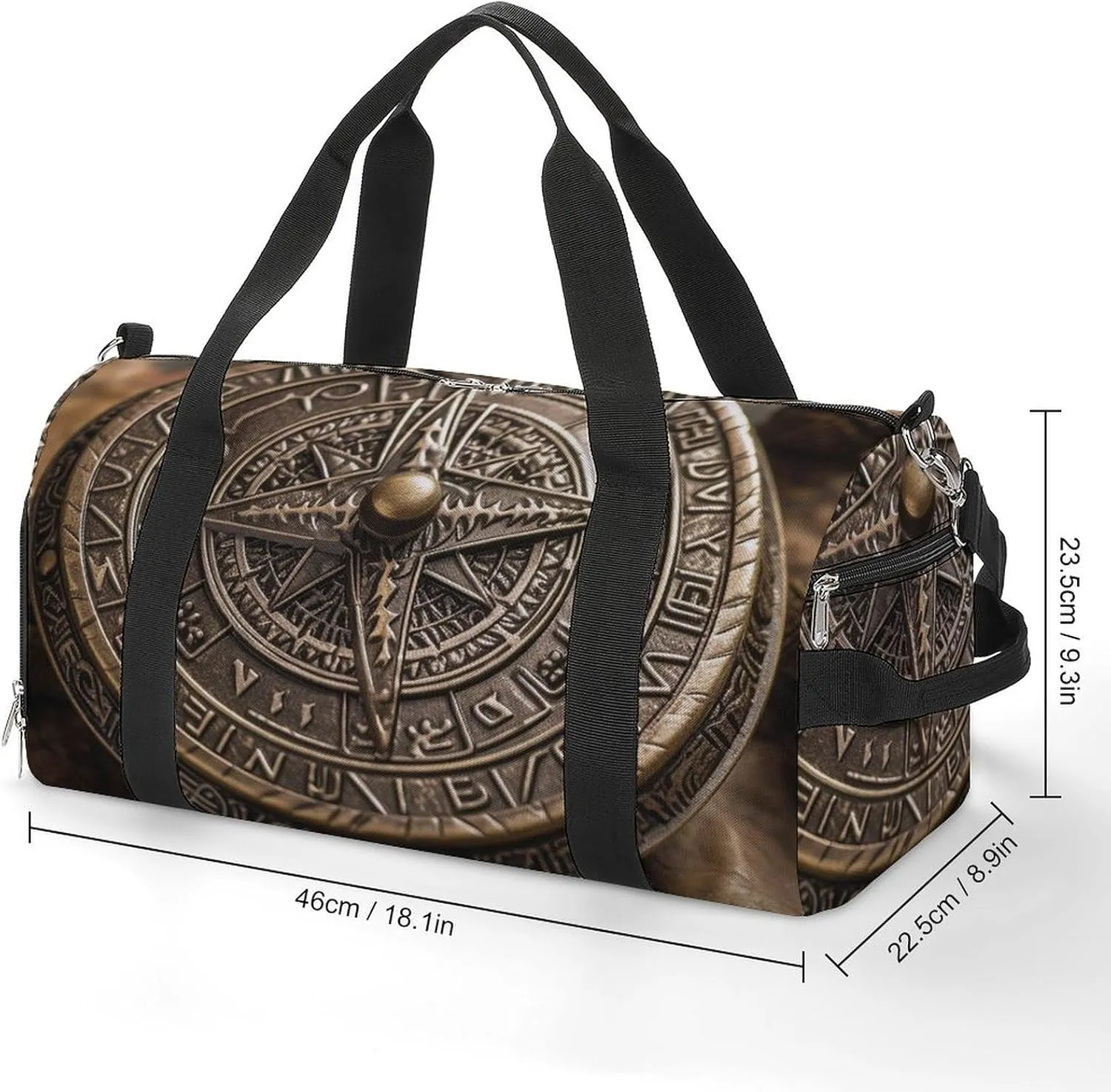 Gym Bag Magical Norse Runes Compass Duffel Bag for Men Women Overnight Bag with Shoe Compartment Workout Bags
