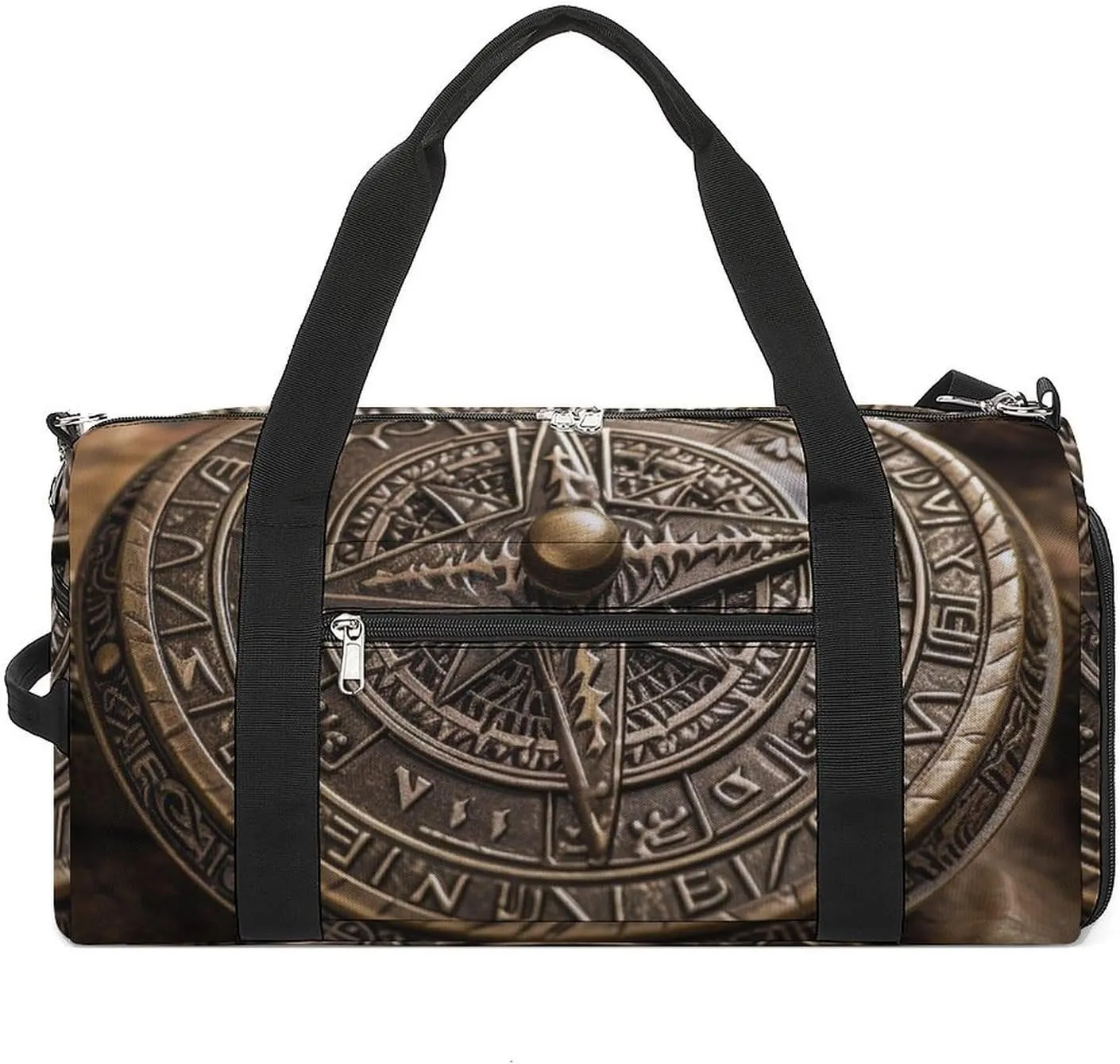 Gym Bag Magical Norse Runes Compass Duffel Bag for Men Women Overnight Bag with Shoe Compartment Workout Bags