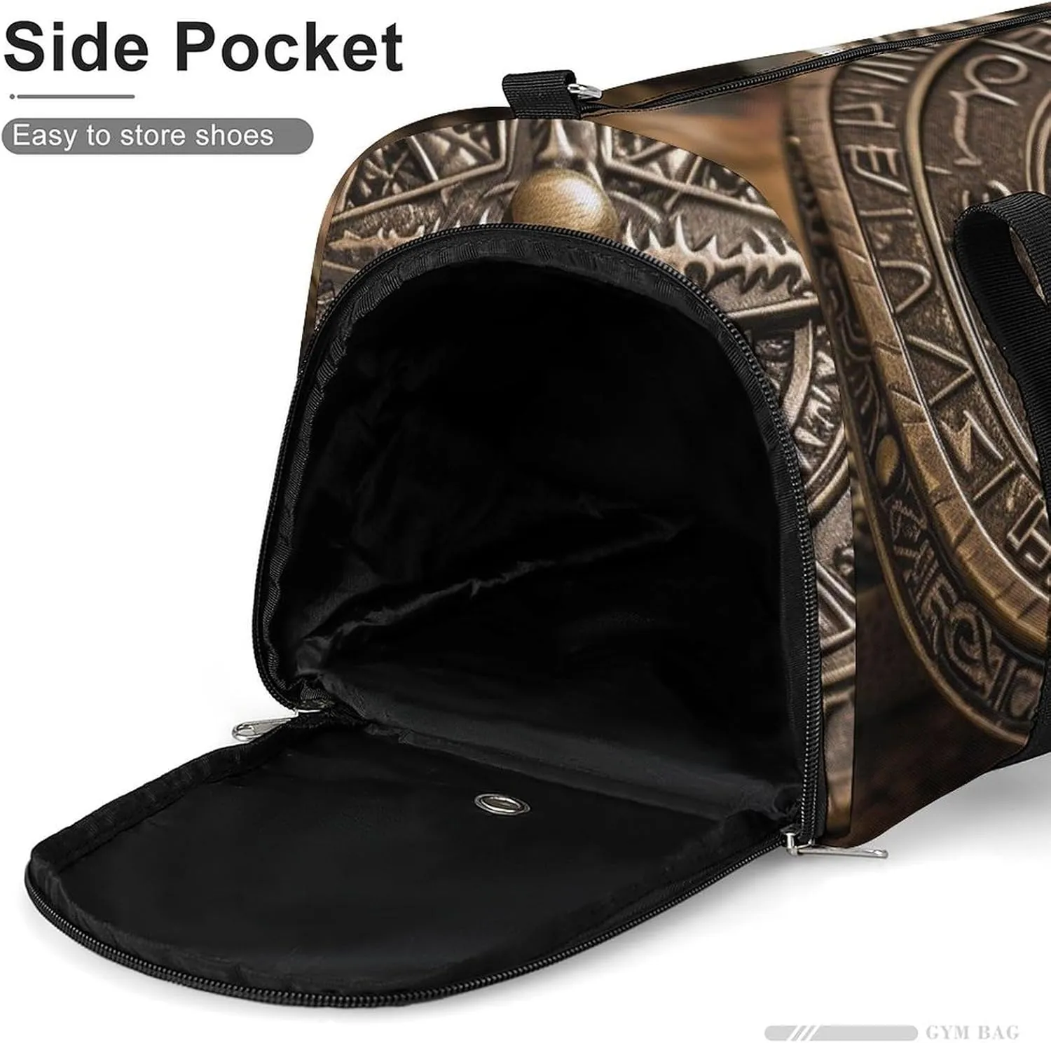 Gym Bag Magical Norse Runes Compass Duffel Bag for Men Women Overnight Bag with Shoe Compartment Workout Bags