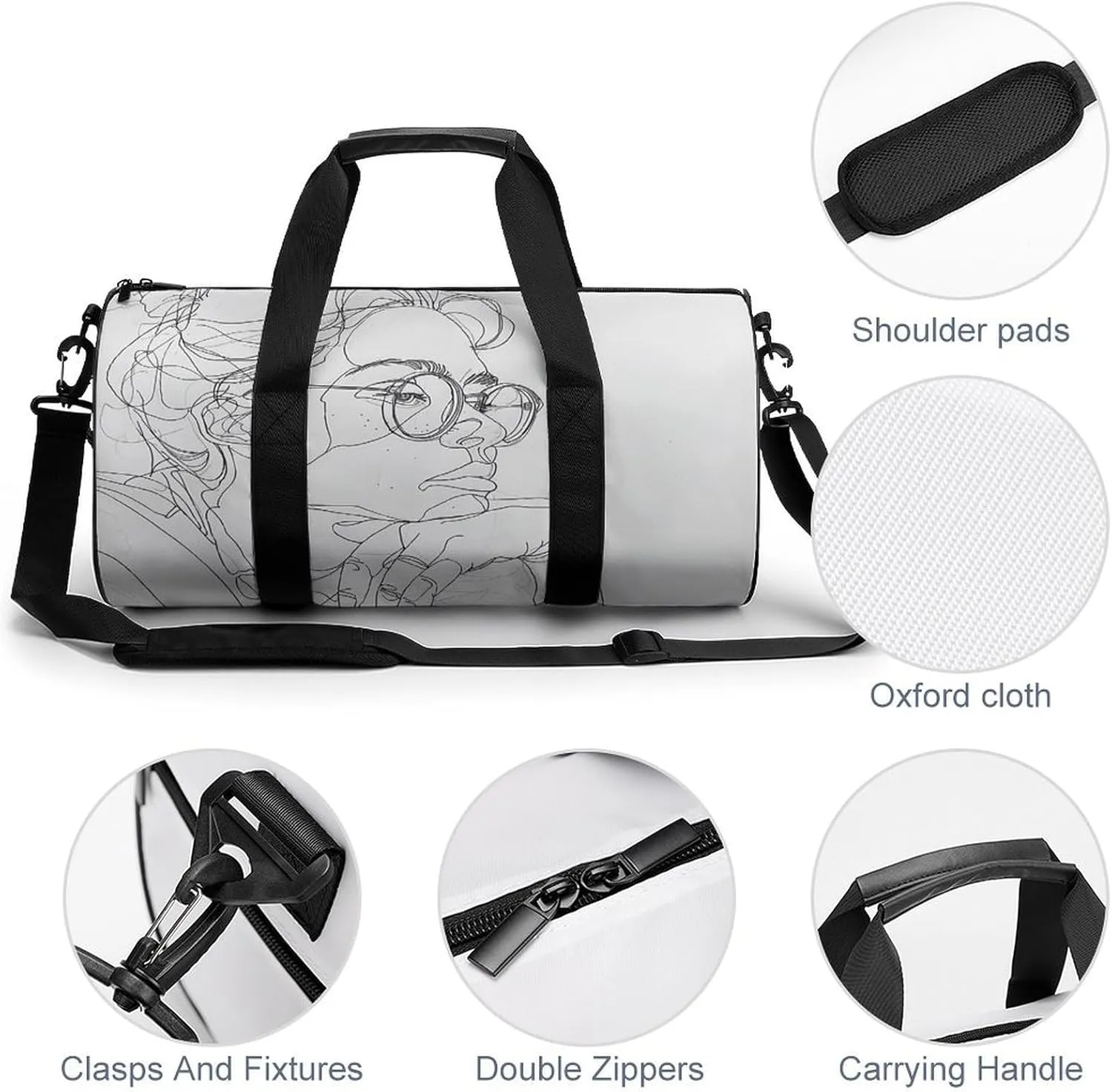 Gym Bag Meditation Pose Painting Duffel Bag for Men Women Overnight Bag with Shoe Compartment Workout Bags