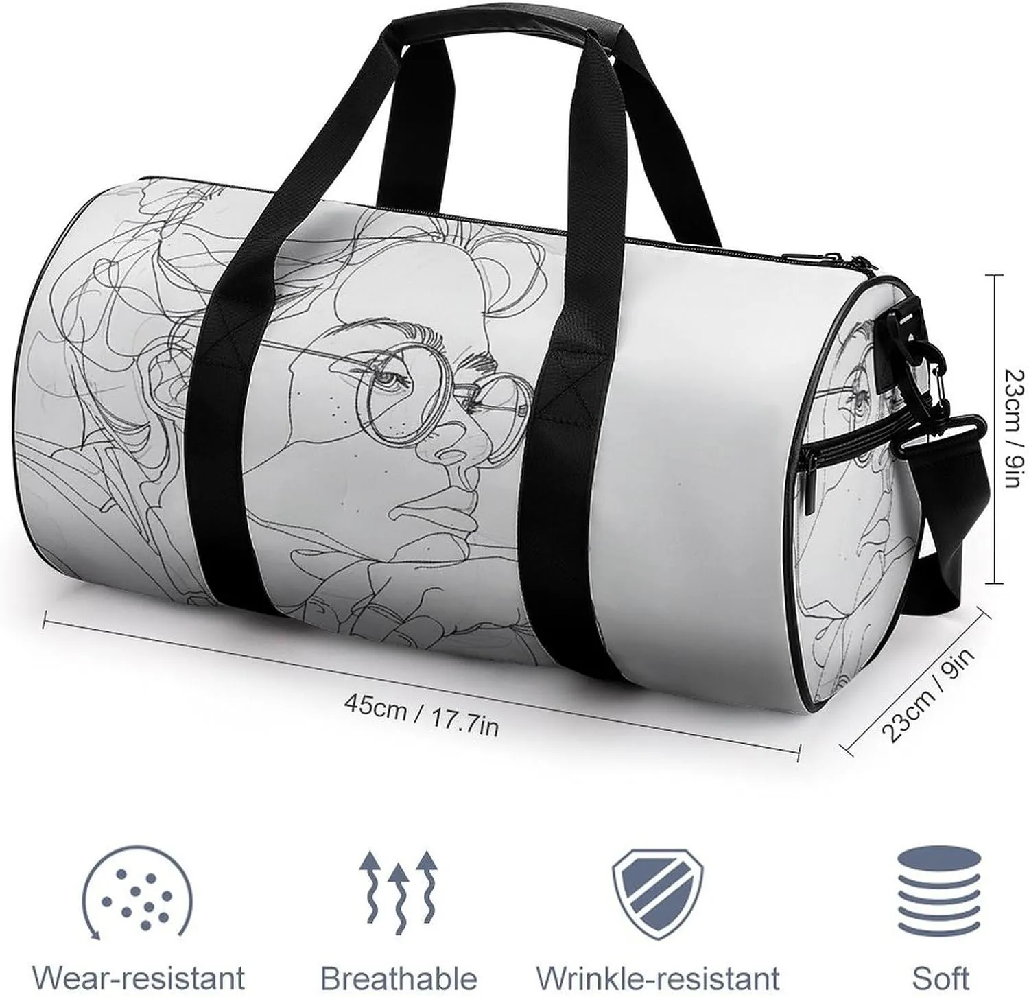 Gym Bag Meditation Pose Painting Duffel Bag for Men Women Overnight Bag with Shoe Compartment Workout Bags