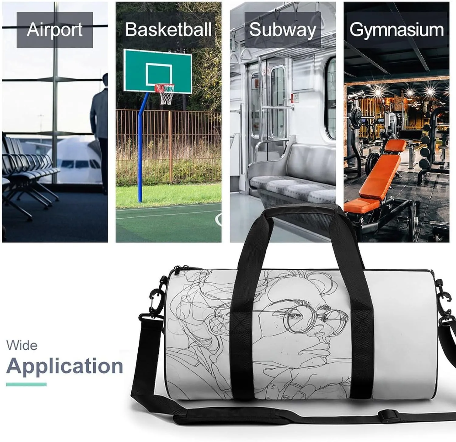 Gym Bag Meditation Pose Painting Duffel Bag for Men Women Overnight Bag with Shoe Compartment Workout Bags
