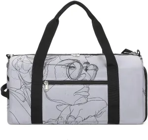 Gym Bag Meditation Pose Painting Duffel Bag for Men Women Overnight Bag with Shoe Compartment Workout Bags