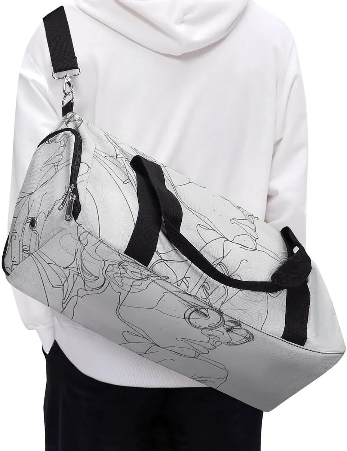 Gym Bag Meditation Pose Painting Duffel Bag for Men Women Overnight Bag with Shoe Compartment Workout Bags