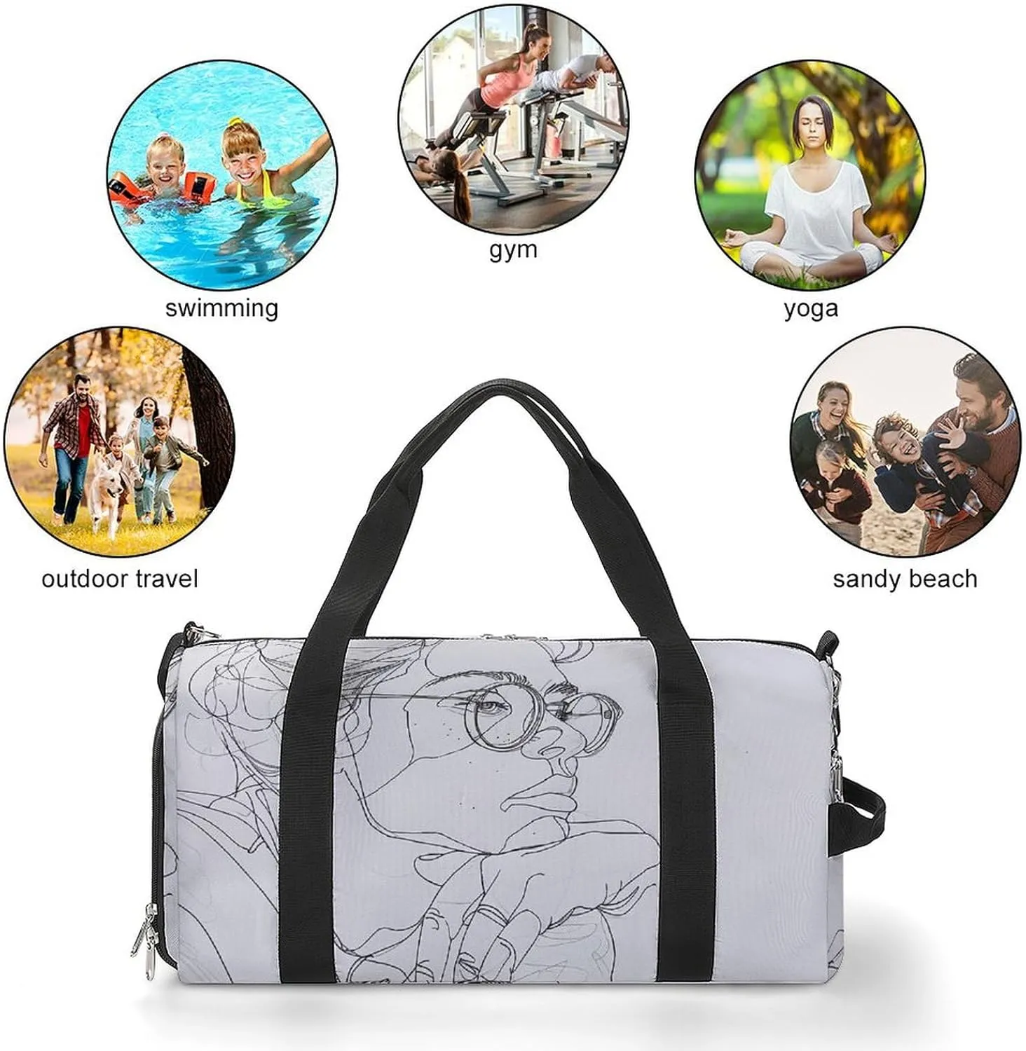 Gym Bag Meditation Pose Painting Duffel Bag for Men Women Overnight Bag with Shoe Compartment Workout Bags