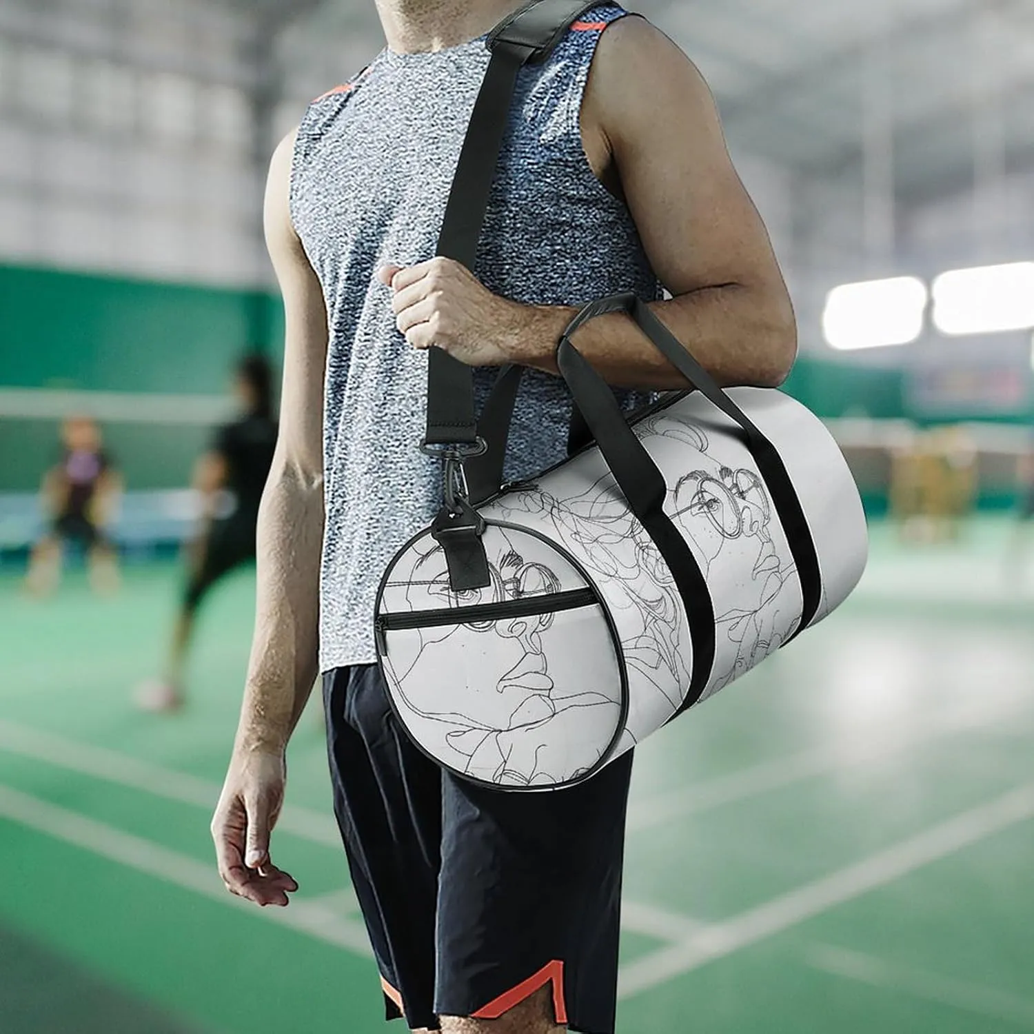 Gym Bag Meditation Pose Painting Duffel Bag for Men Women Overnight Bag with Shoe Compartment Workout Bags