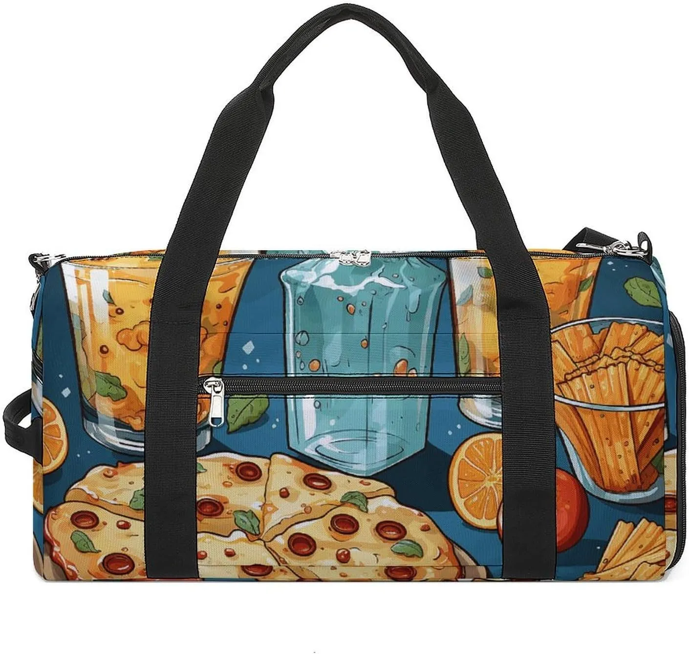 Gym Bag Movie Night Party Food Decorative Duffel Bag for Men Women Overnight Bag with Shoe Compartment Workout Bags