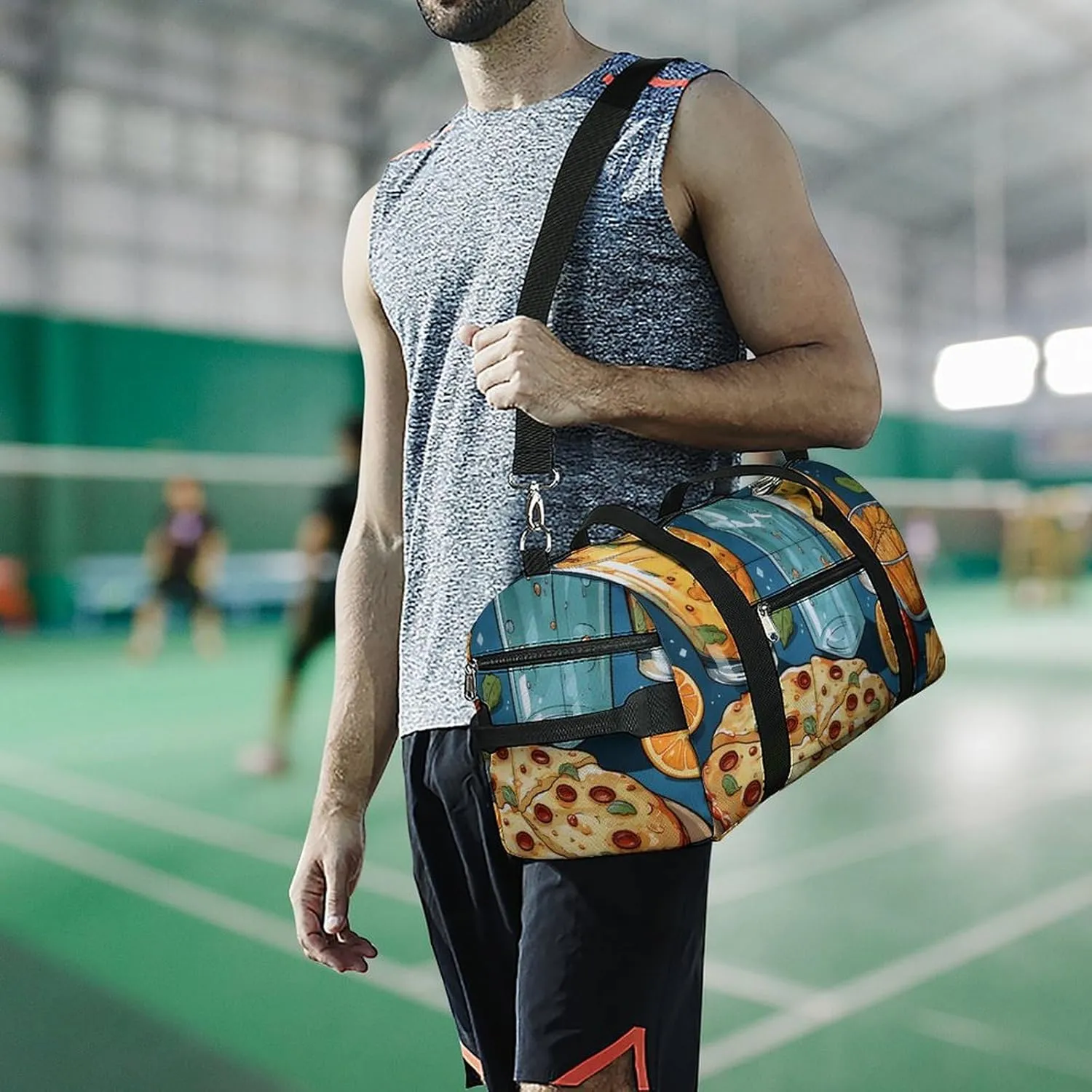 Gym Bag Movie Night Party Food Decorative Duffel Bag for Men Women Overnight Bag with Shoe Compartment Workout Bags