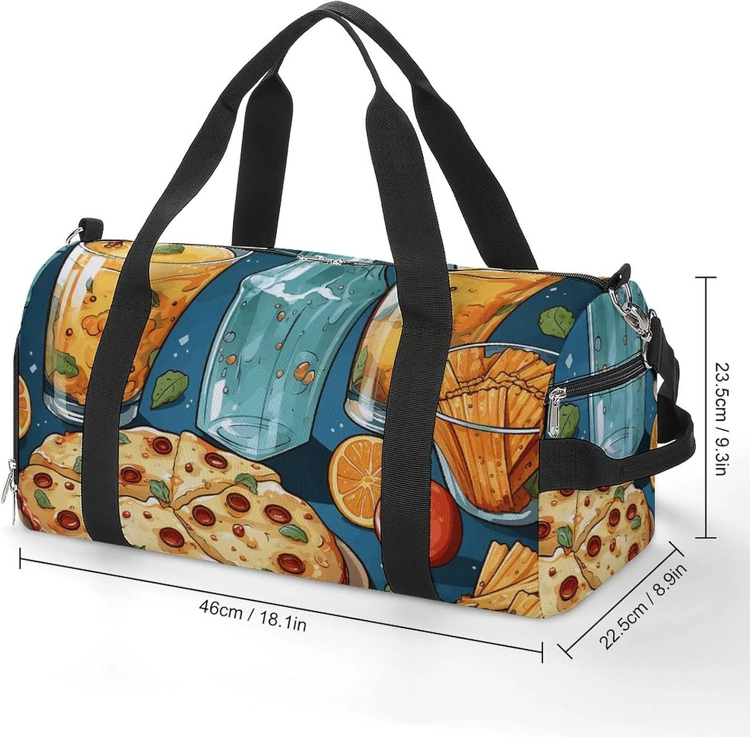 Gym Bag Movie Night Party Food Decorative Duffel Bag for Men Women Overnight Bag with Shoe Compartment Workout Bags