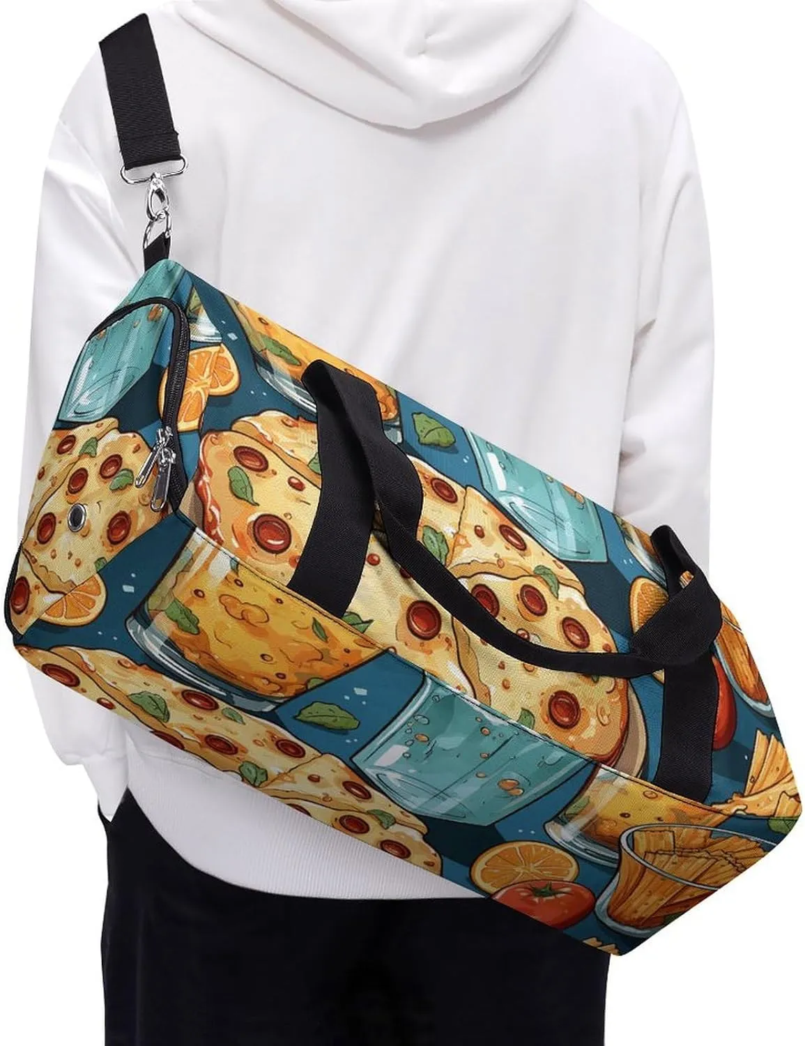 Gym Bag Movie Night Party Food Decorative Duffel Bag for Men Women Overnight Bag with Shoe Compartment Workout Bags
