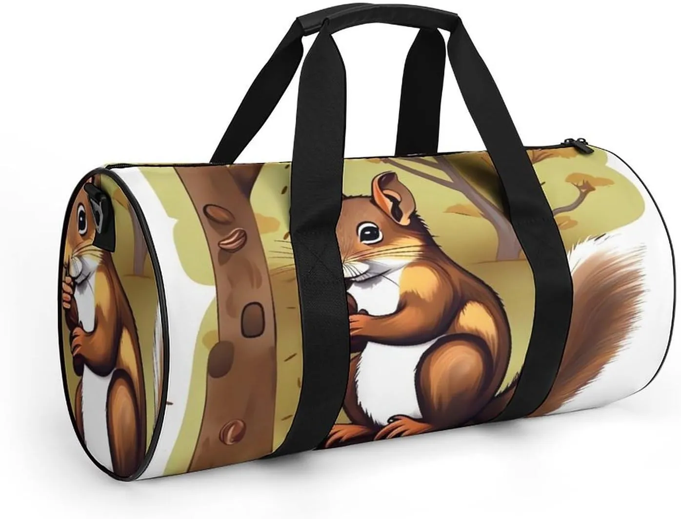 Gym Bag Nut Eating Animal Duffel Bag for Men Women Overnight Bag with Shoe Compartment Workout Bags
