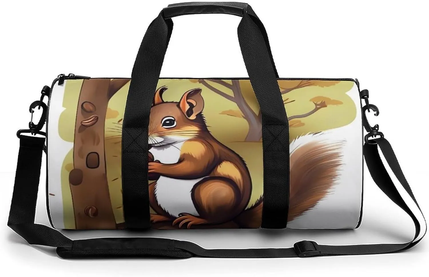 Gym Bag Nut Eating Animal Duffel Bag for Men Women Overnight Bag with Shoe Compartment Workout Bags