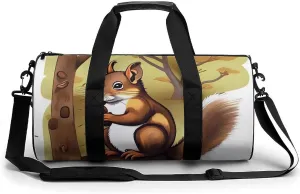 Gym Bag Nut Eating Animal Duffel Bag for Men Women Overnight Bag with Shoe Compartment Workout Bags