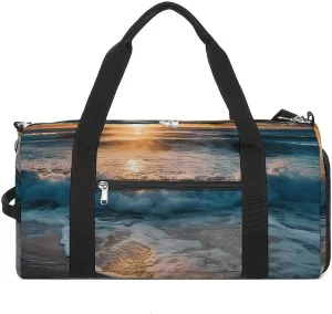 Gym Bag Ocean Sunrise Duffel Bag for Men Women Overnight Bag with Shoe Compartment Workout Bags
