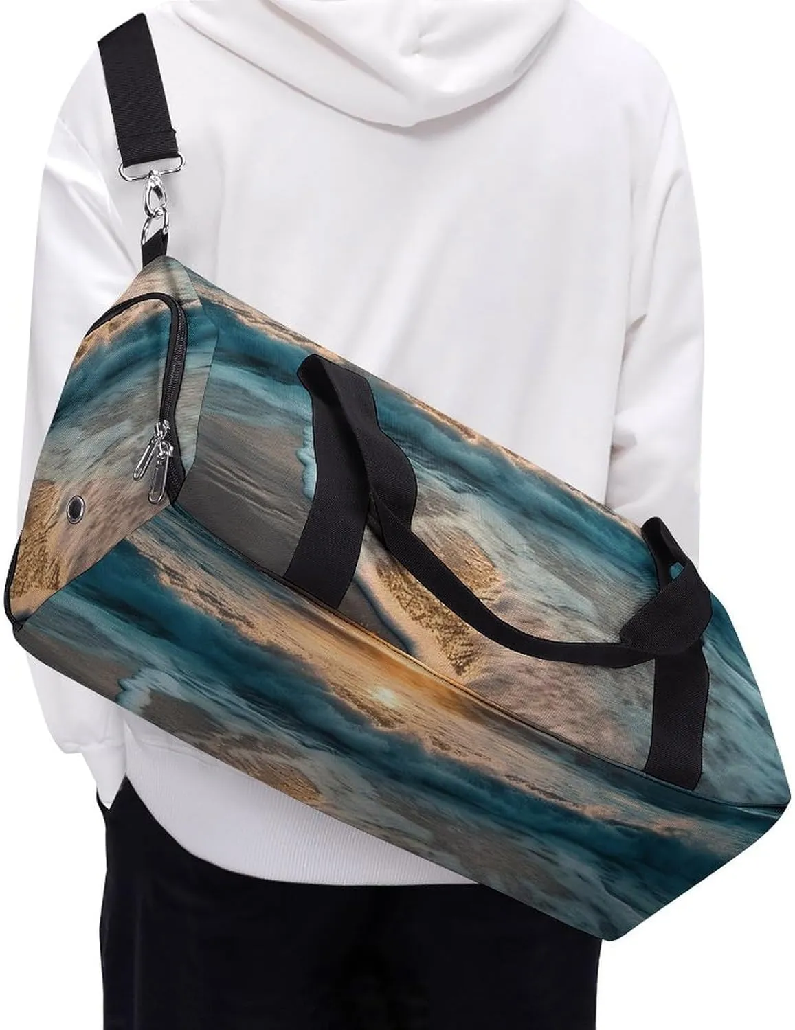Gym Bag Ocean Sunrise Duffel Bag for Men Women Overnight Bag with Shoe Compartment Workout Bags