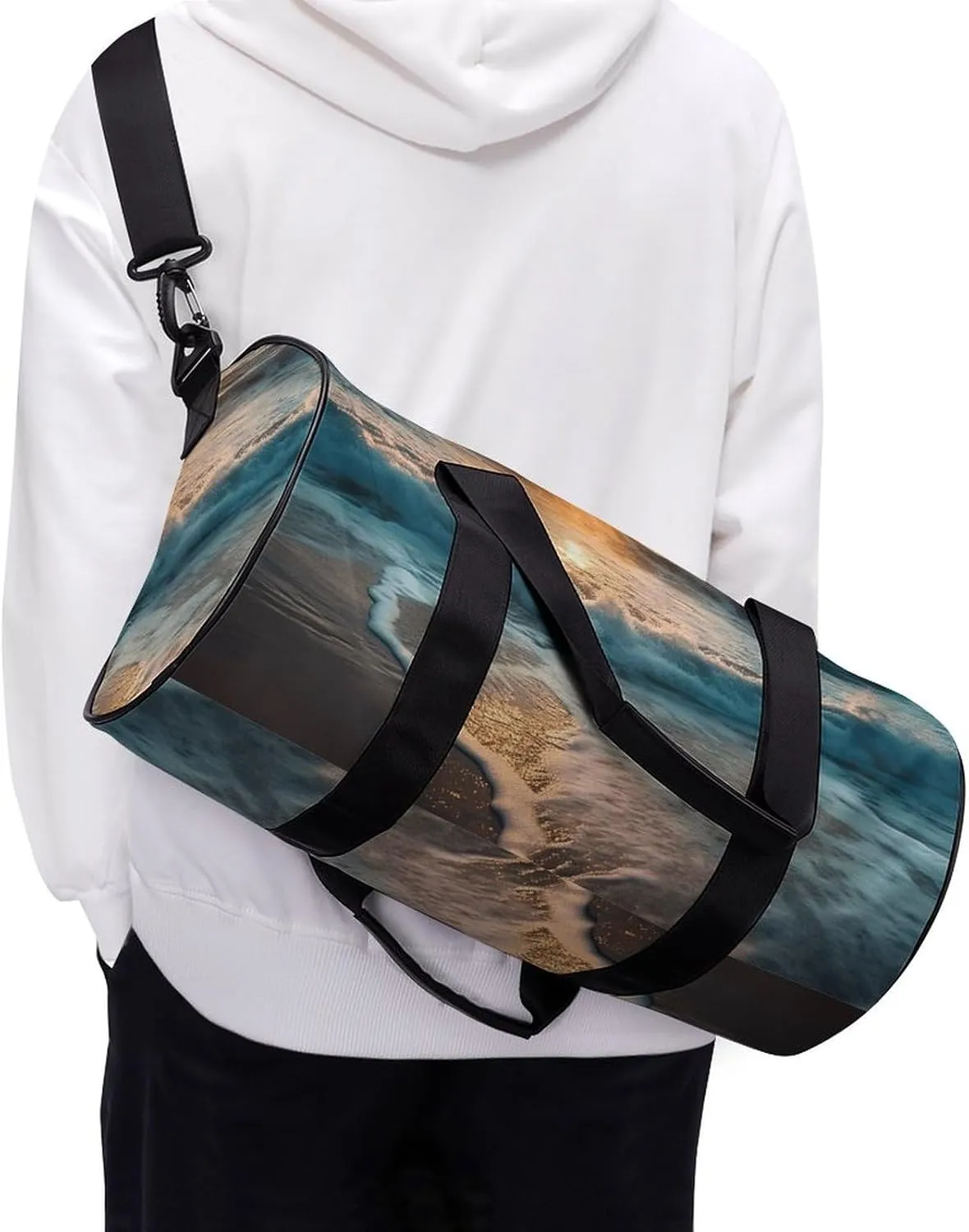 Gym Bag Ocean Sunrise Duffel Bag for Men Women Overnight Bag with Shoe Compartment Workout Bags