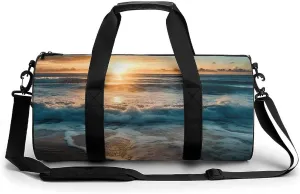 Gym Bag Ocean Sunrise Duffel Bag for Men Women Overnight Bag with Shoe Compartment Workout Bags
