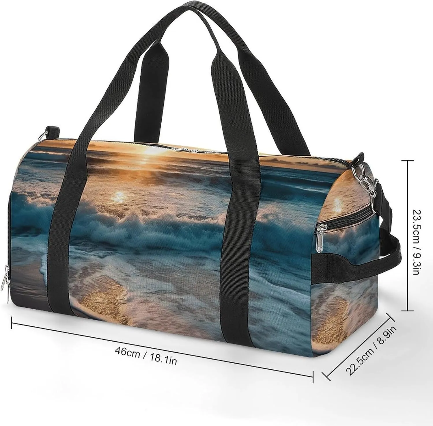 Gym Bag Ocean Sunrise Duffel Bag for Men Women Overnight Bag with Shoe Compartment Workout Bags