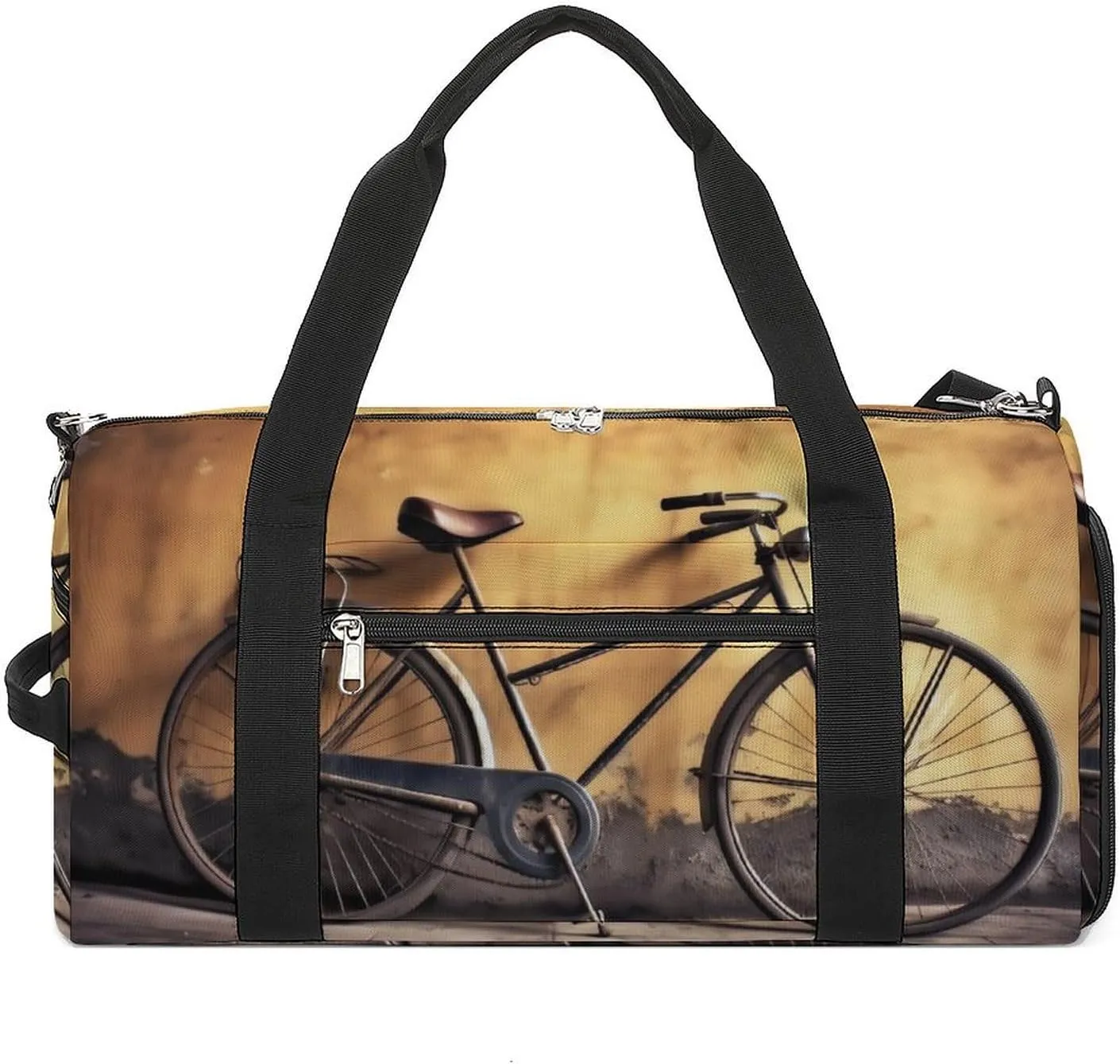 Gym Bag Old Bicycle Duffel Bag for Men Women Overnight Bag with Shoe Compartment Workout Bags