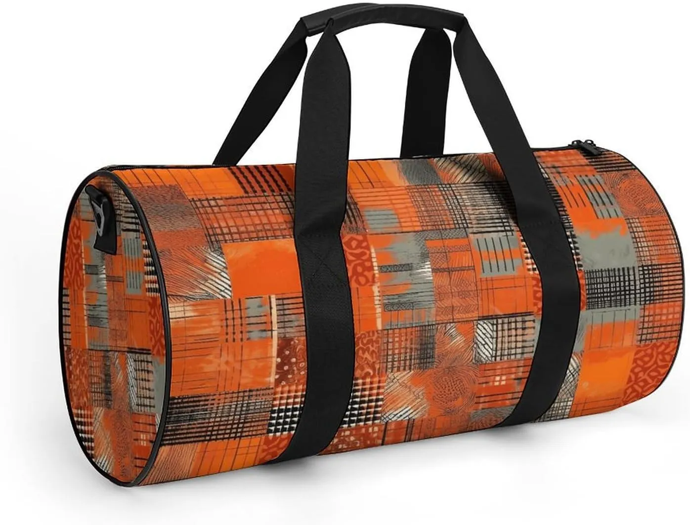 Gym Bag Orange Grid Lines Duffel Bag for Men Women Overnight Bag with Shoe Compartment Workout Bags