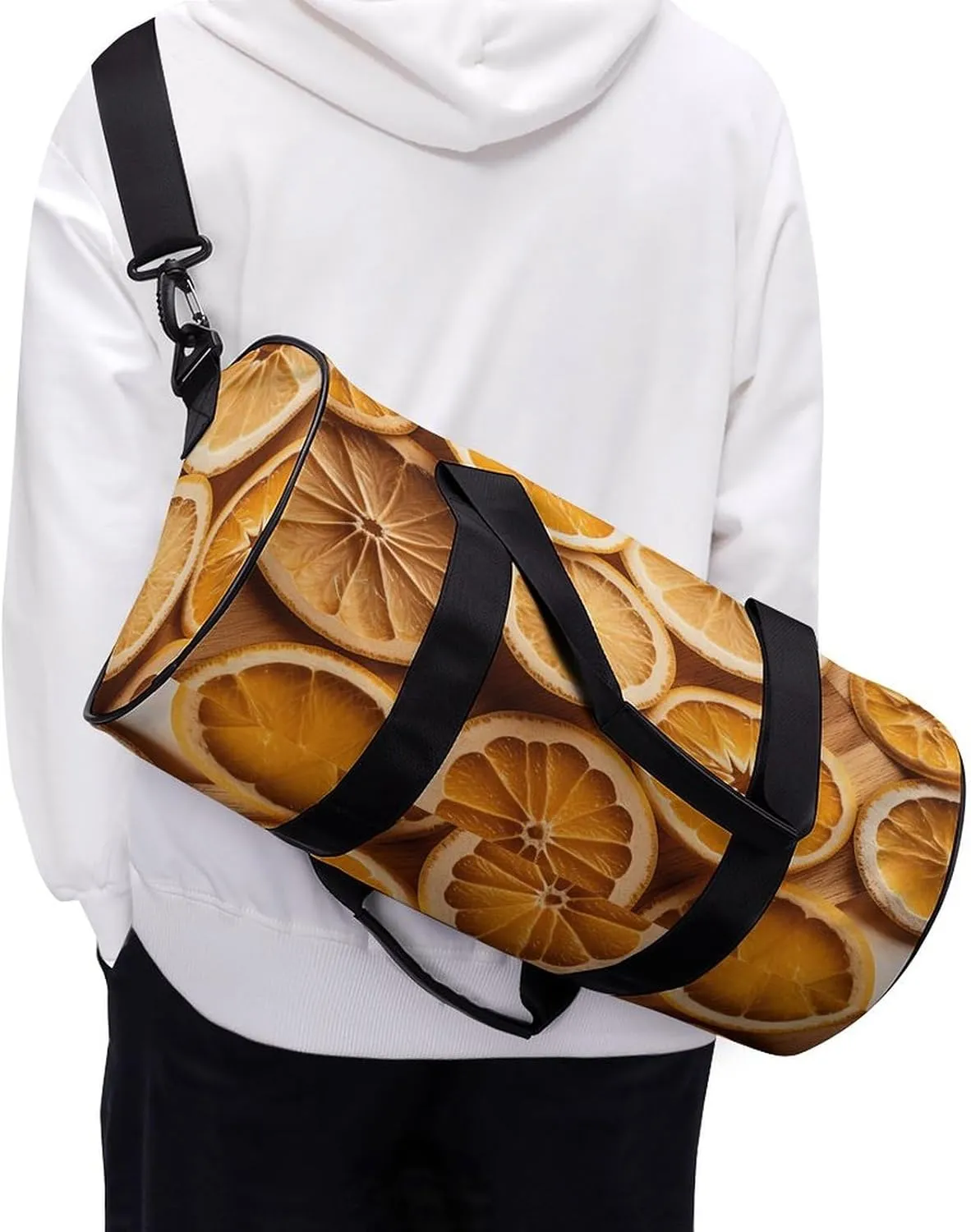 Gym Bag Orange Slices Duffel Bag for Men Women Overnight Bag with Shoe Compartment Workout Bags