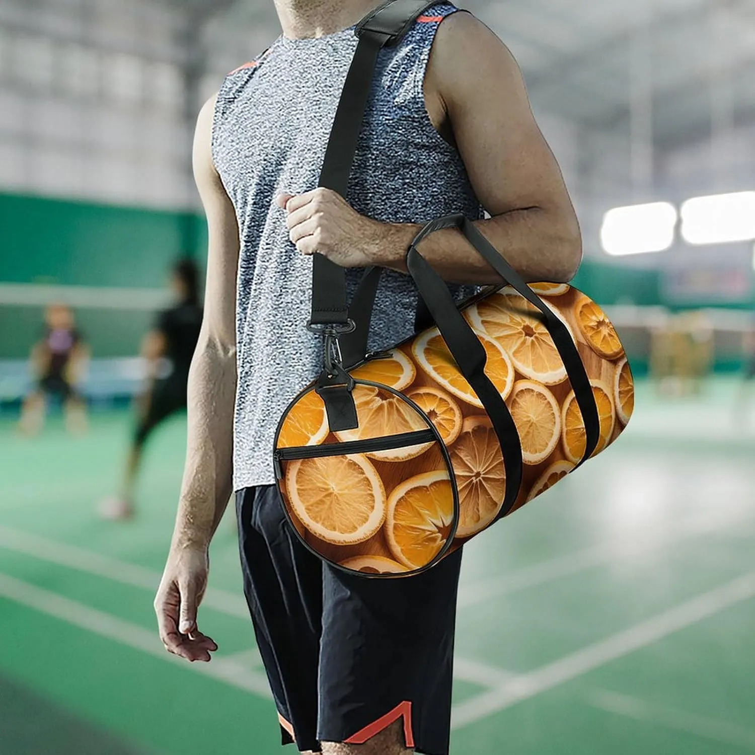 Gym Bag Orange Slices Duffel Bag for Men Women Overnight Bag with Shoe Compartment Workout Bags