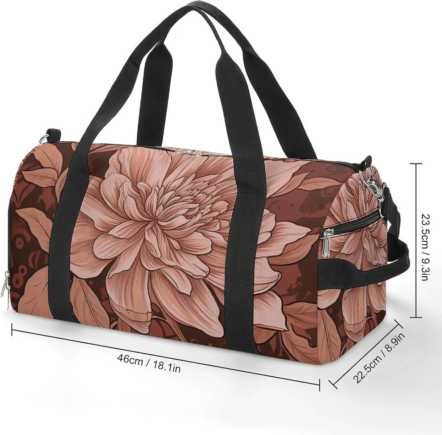 Gym Bag Peach And Brown Duffel Bag for Men Women Overnight Bag with Shoe Compartment Workout Bags