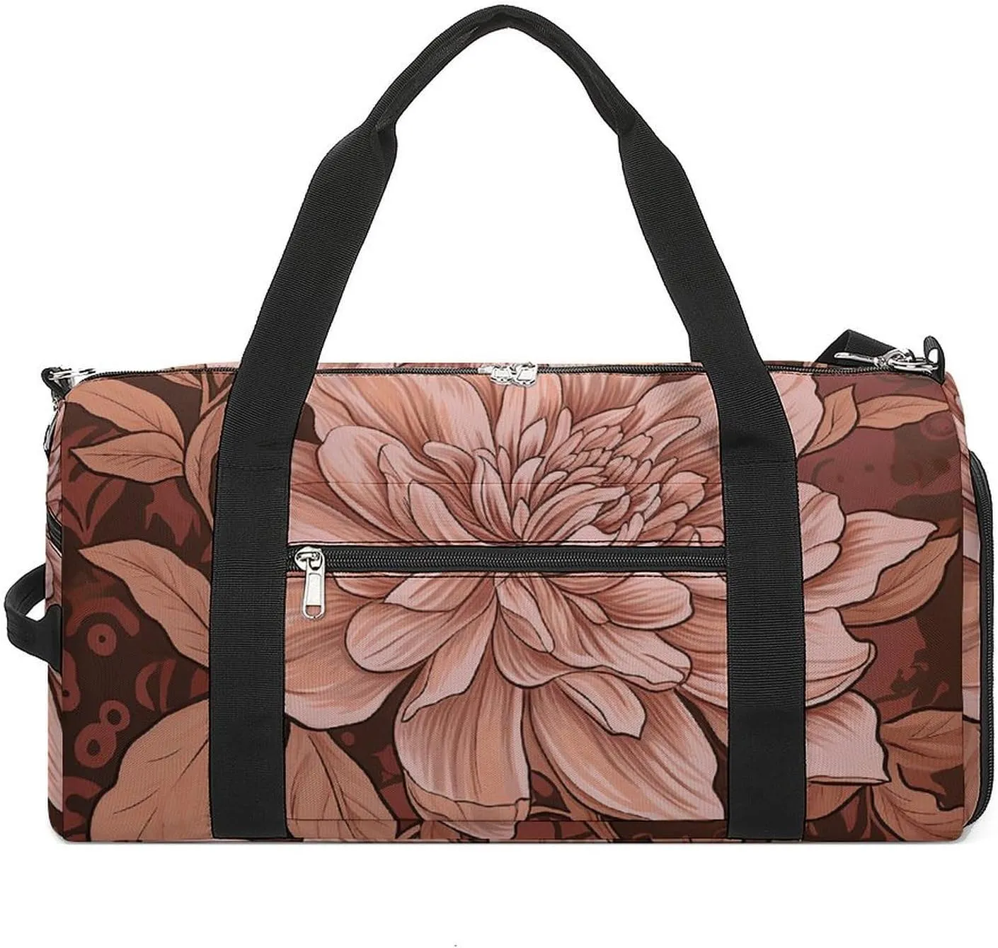 Gym Bag Peach And Brown Duffel Bag for Men Women Overnight Bag with Shoe Compartment Workout Bags