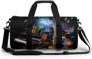 Gym Bag Saxophone And Piano Duffel Bag for Men Women Overnight Bag with Shoe Compartment Workout Bags
