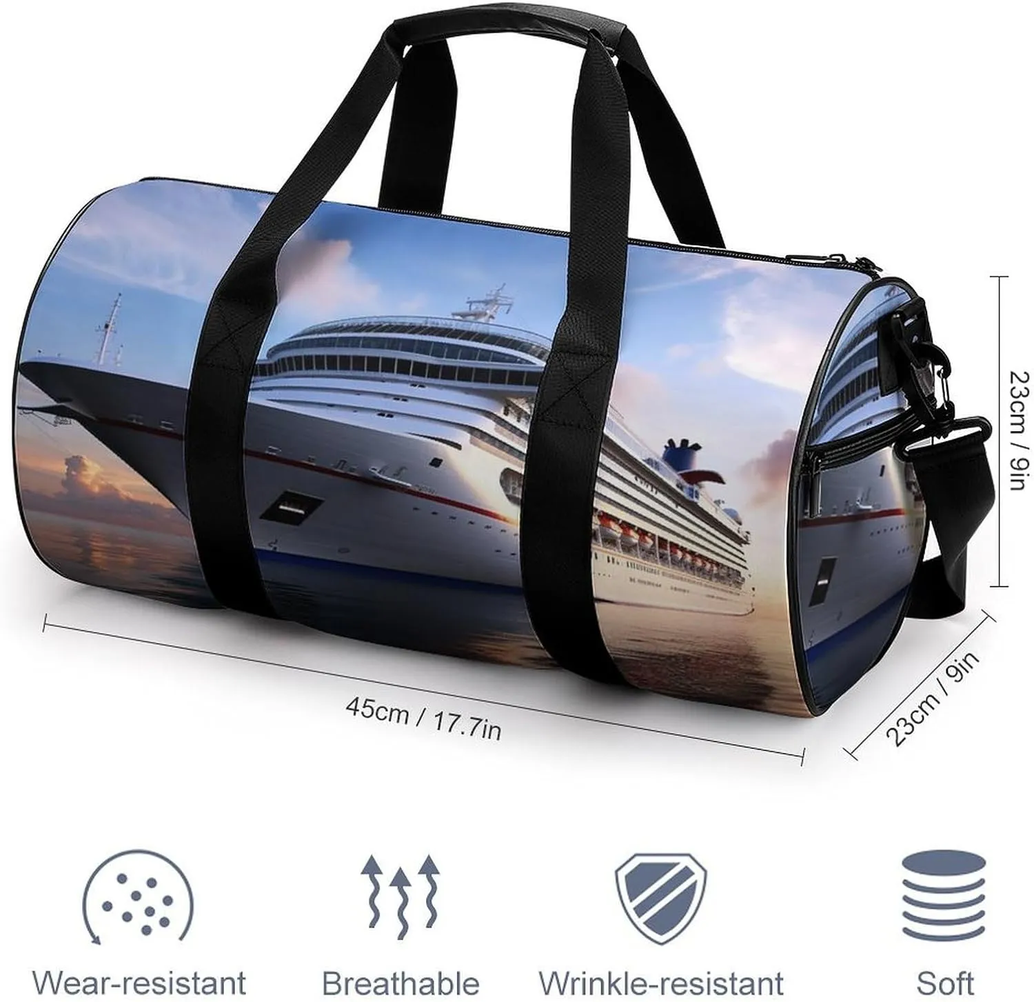 Gym Bag Sea Ship Duffel Bag for Men Women Overnight Bag with Shoe Compartment Workout Bags