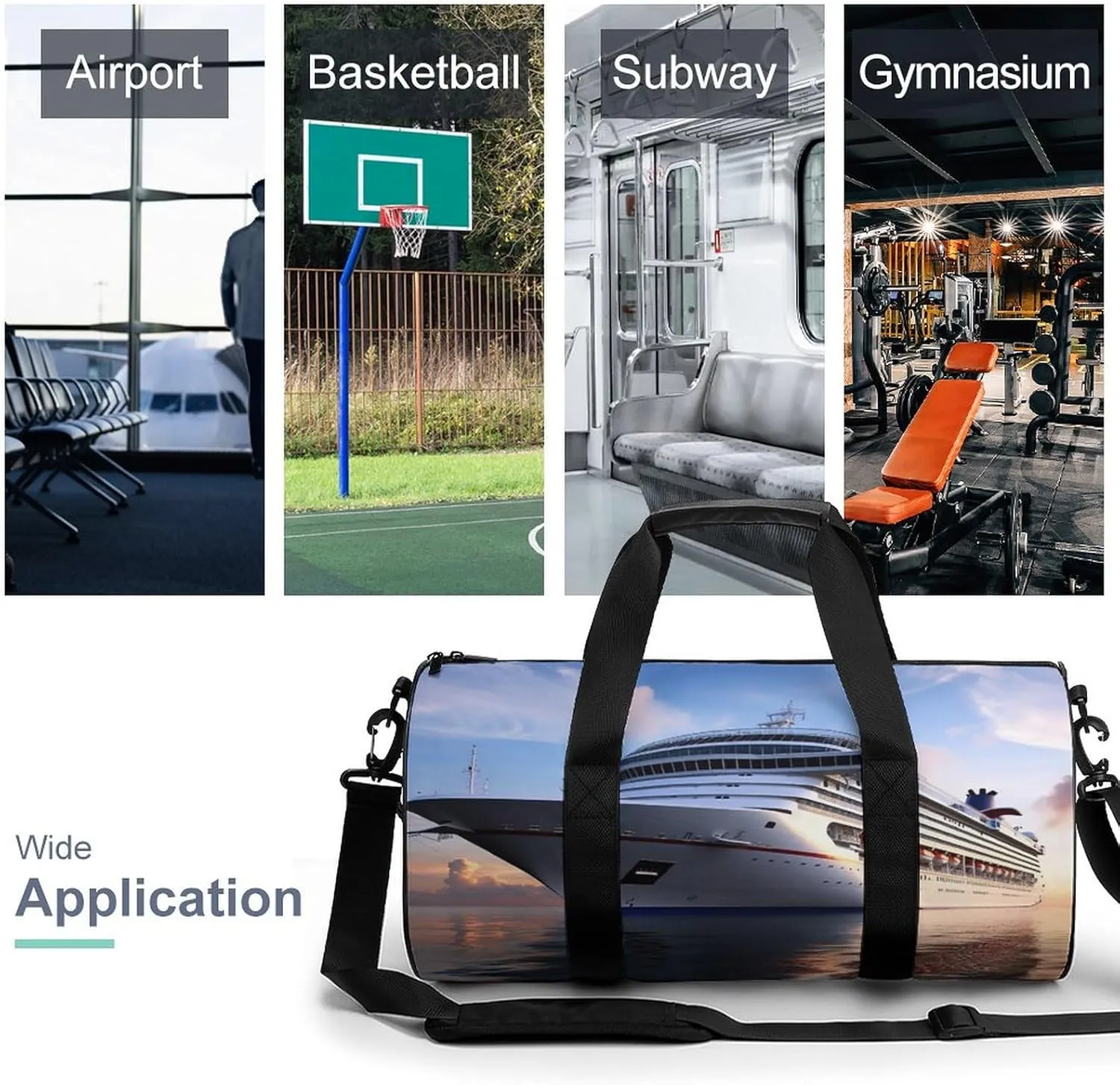 Gym Bag Sea Ship Duffel Bag for Men Women Overnight Bag with Shoe Compartment Workout Bags