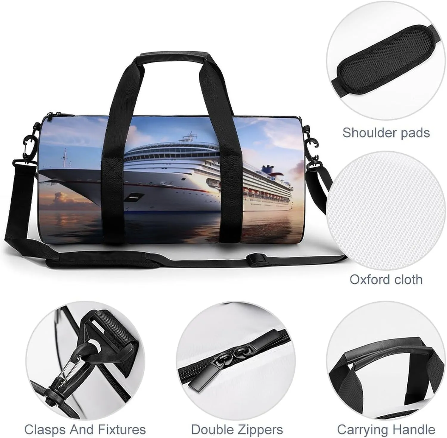 Gym Bag Sea Ship Duffel Bag for Men Women Overnight Bag with Shoe Compartment Workout Bags