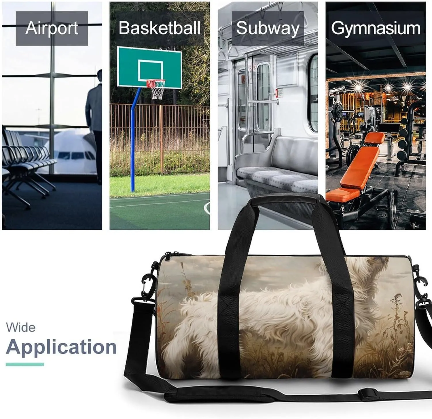 Gym Bag Standing in The Field Duffel Bag for Men Women Overnight Bag with Shoe Compartment Workout Bags