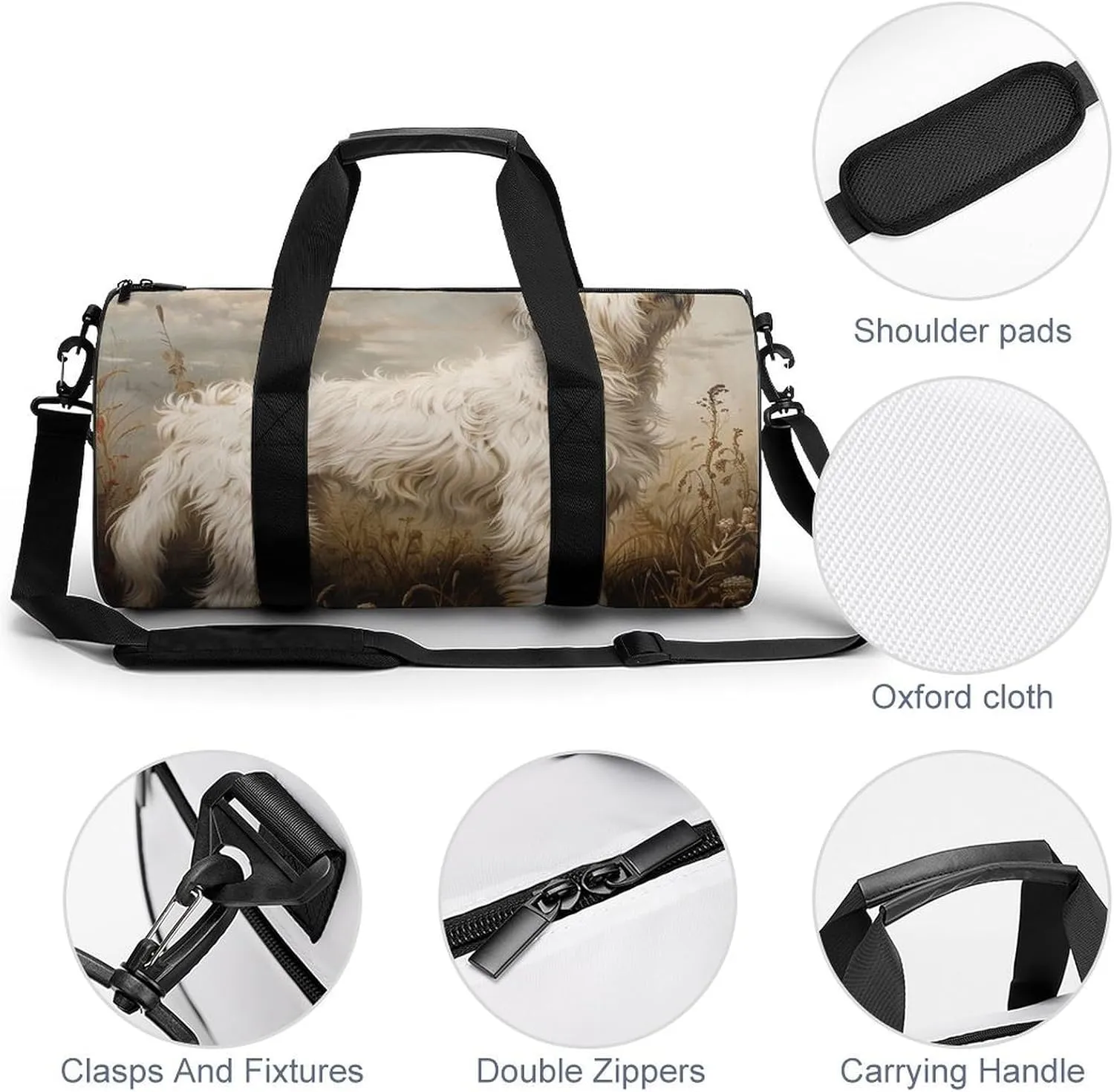 Gym Bag Standing in The Field Duffel Bag for Men Women Overnight Bag with Shoe Compartment Workout Bags