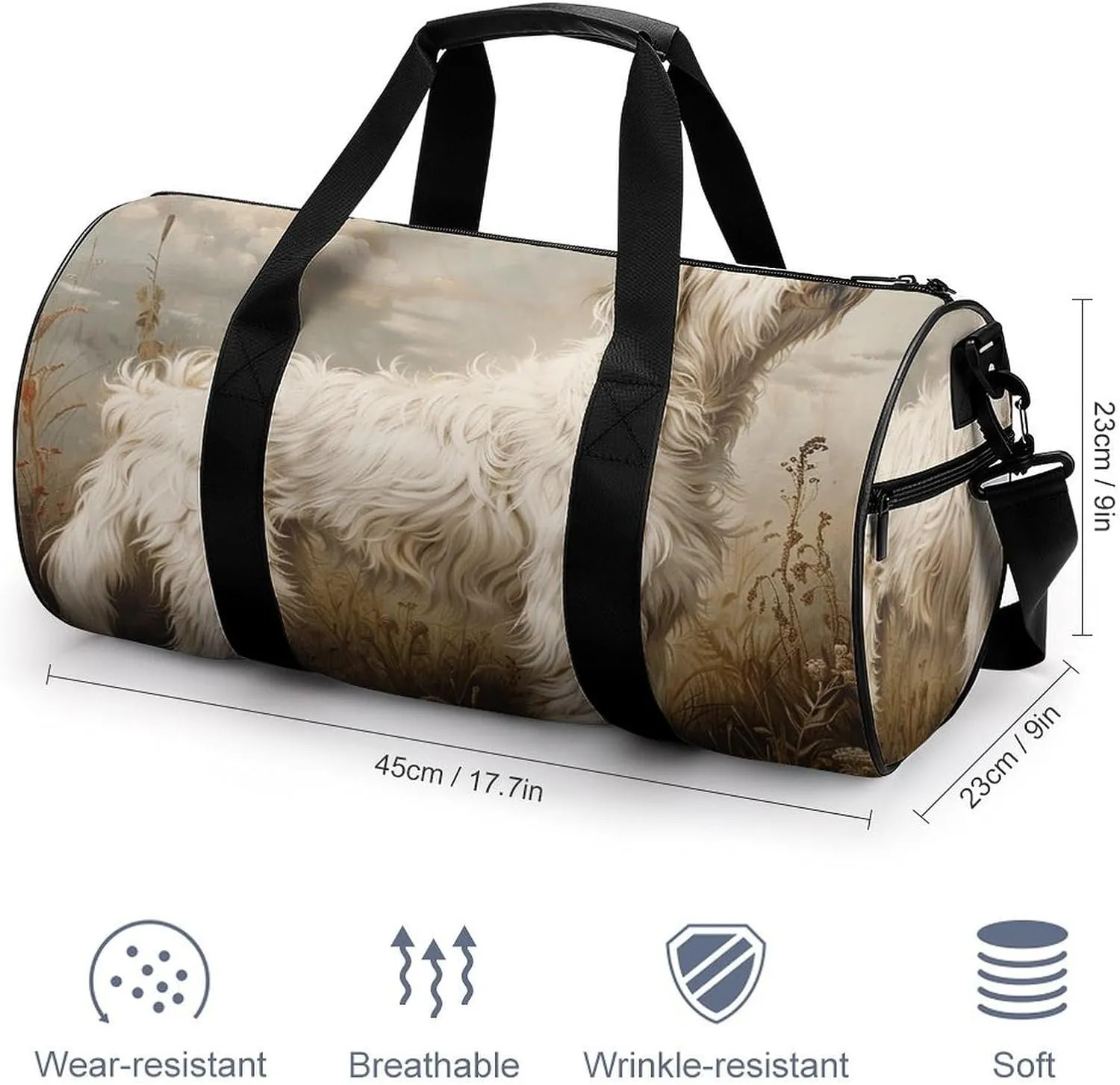 Gym Bag Standing in The Field Duffel Bag for Men Women Overnight Bag with Shoe Compartment Workout Bags