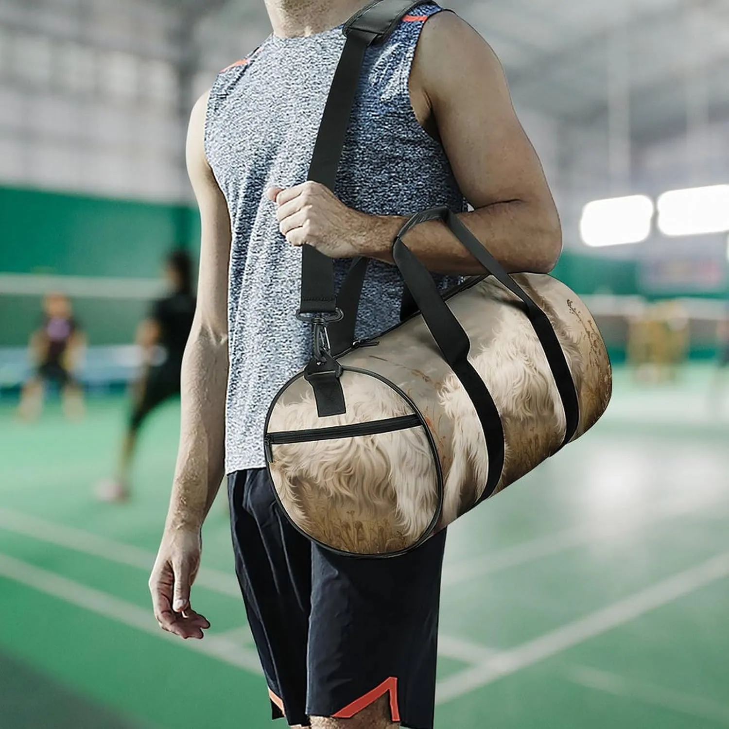 Gym Bag Standing in The Field Duffel Bag for Men Women Overnight Bag with Shoe Compartment Workout Bags