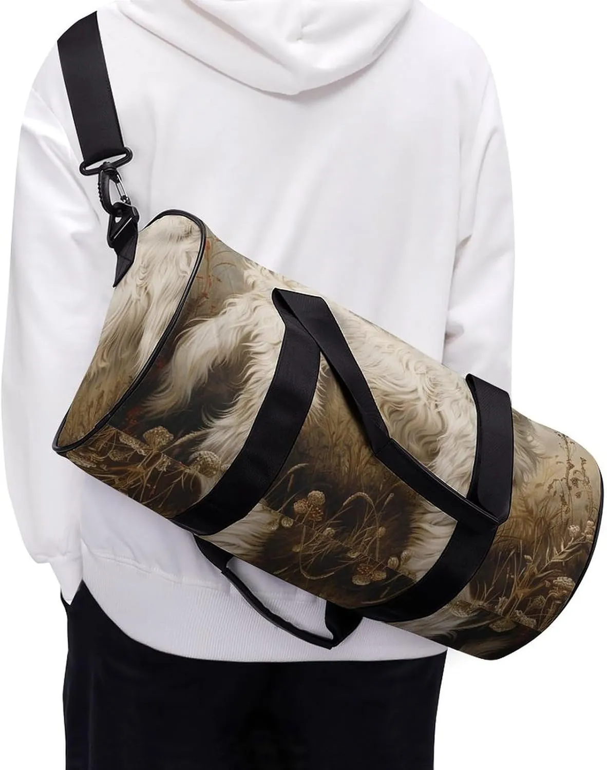 Gym Bag Standing in The Field Duffel Bag for Men Women Overnight Bag with Shoe Compartment Workout Bags
