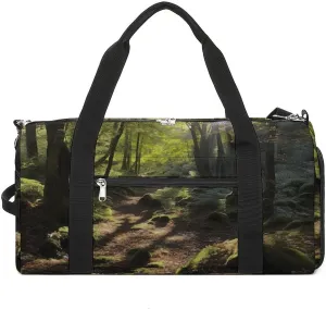 Gym Bag Sunshine in The Woods Duffel Bag for Men Women Overnight Bag with Shoe Compartment Workout Bags