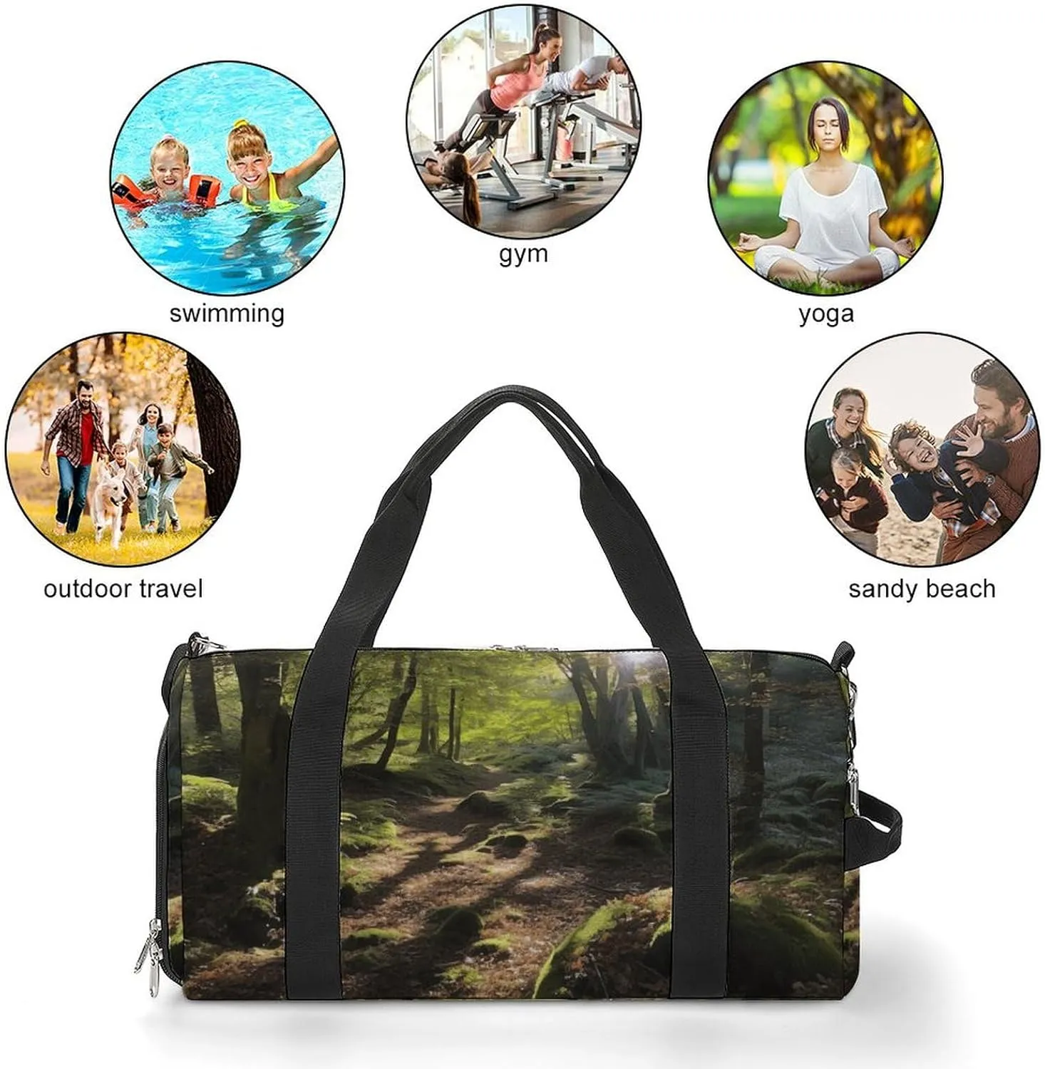 Gym Bag Sunshine in The Woods Duffel Bag for Men Women Overnight Bag with Shoe Compartment Workout Bags