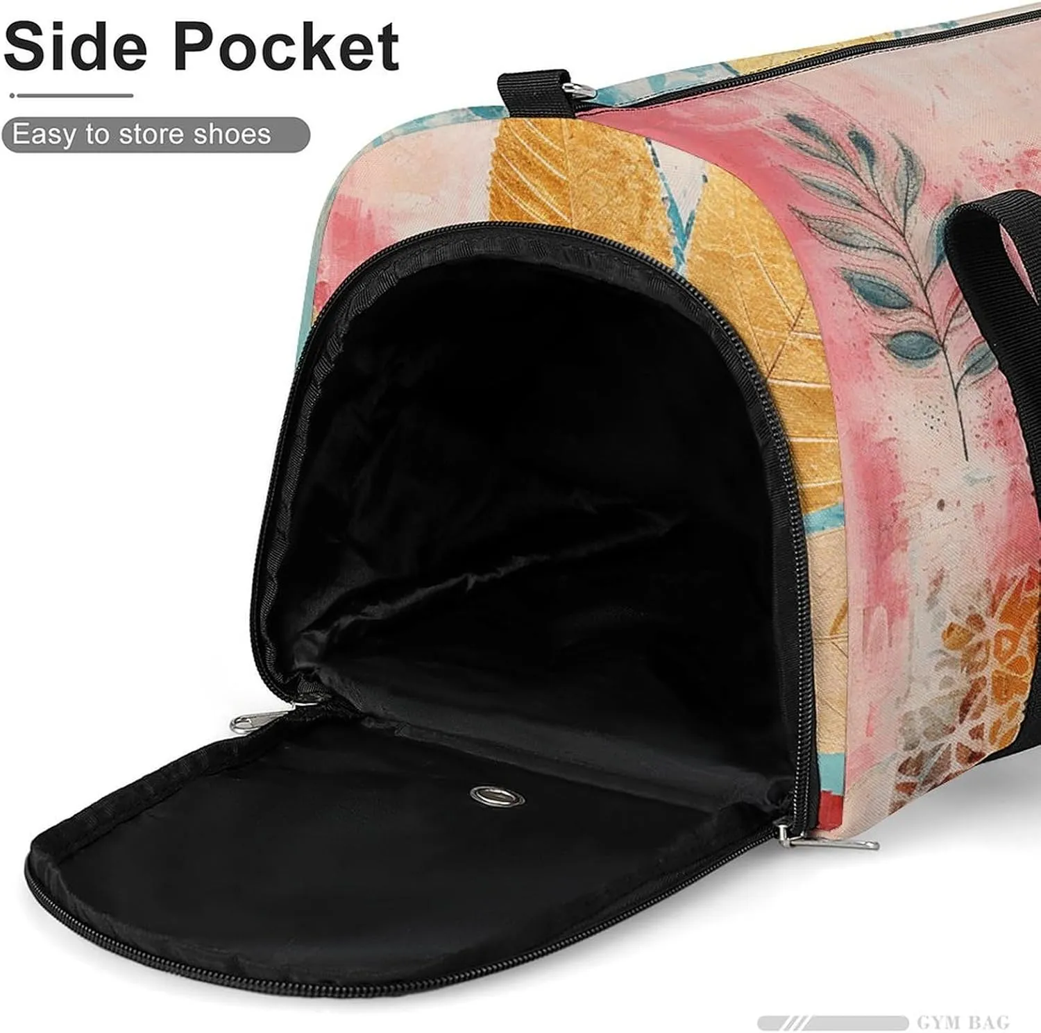 Gym Bag With Peach Leaves Duffel Bag for Men Women Overnight Bag with Shoe Compartment Workout Bags