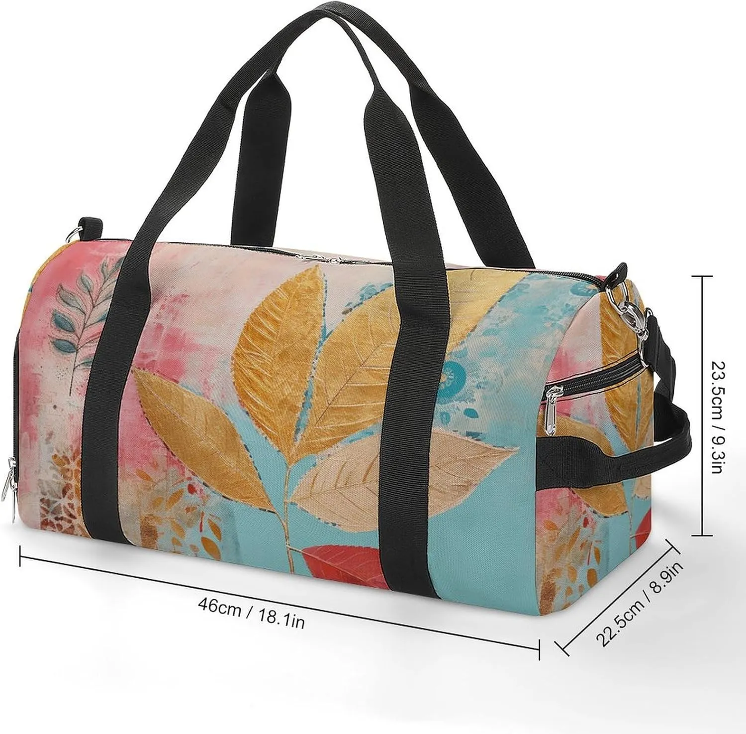 Gym Bag With Peach Leaves Duffel Bag for Men Women Overnight Bag with Shoe Compartment Workout Bags
