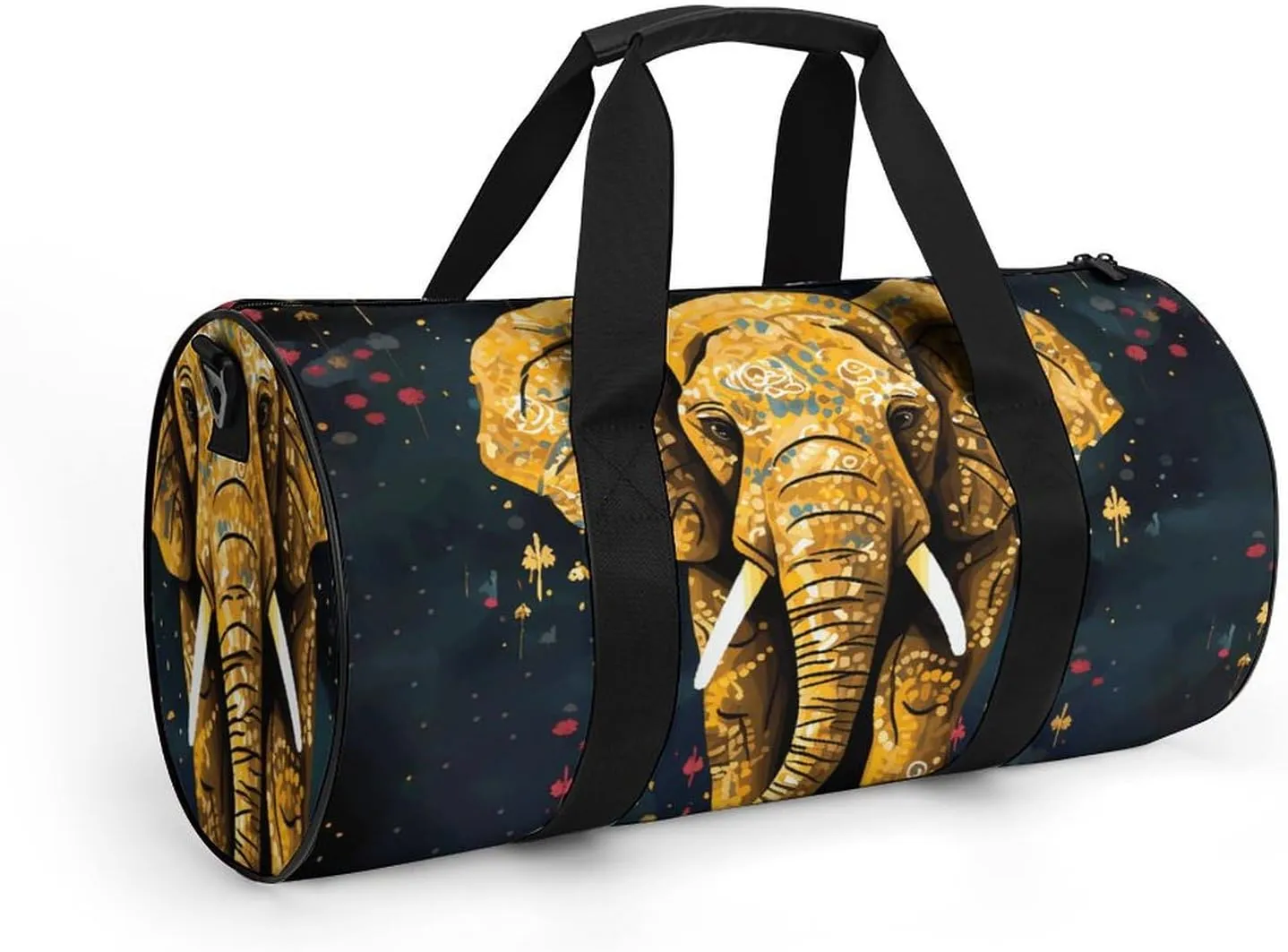 Gym Bags for Men Women Abstract Elephant Duffle Bag Travel Overnight Bag with Shoe Compartment Tote Bags