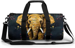 Gym Bags for Men Women Abstract Elephant Duffle Bag Travel Overnight Bag with Shoe Compartment Tote Bags
